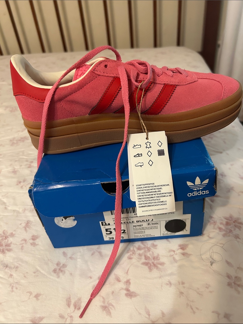 adidas Pink Suede Platform Sneaker with Red Stripes
